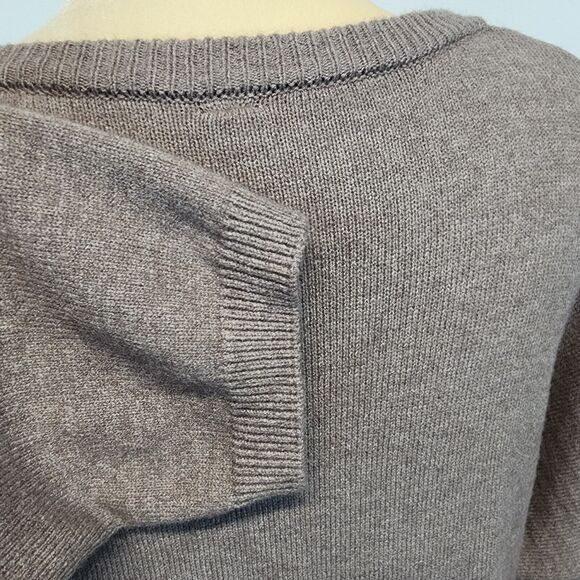 Made With Love Snap Front Cardigan Sweater Size XL Taupe Round Neck Soft Boxy - Picture 8 of 16